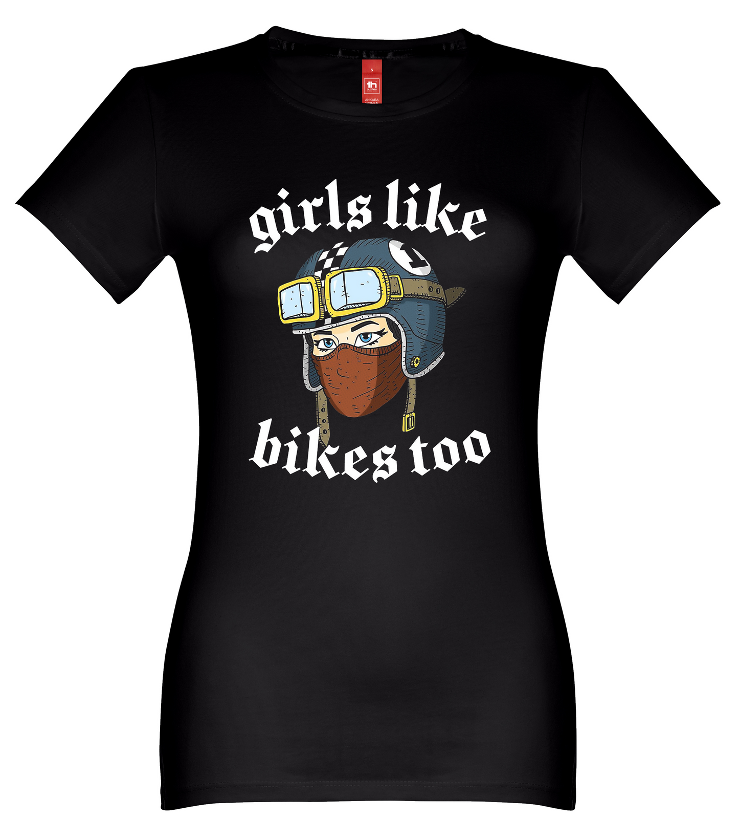T-shirt manga curta preta.
