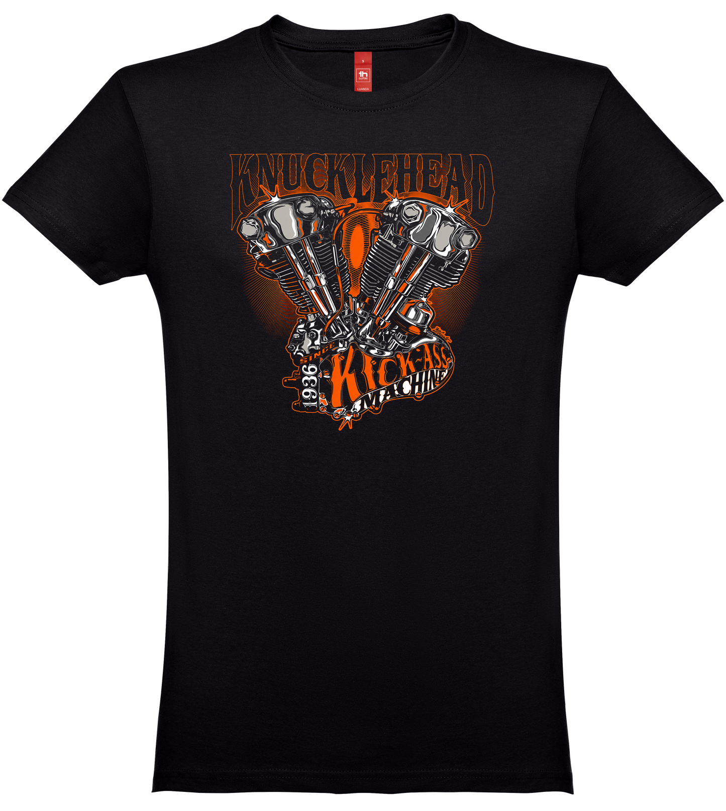 T-shirt manga curta preta.