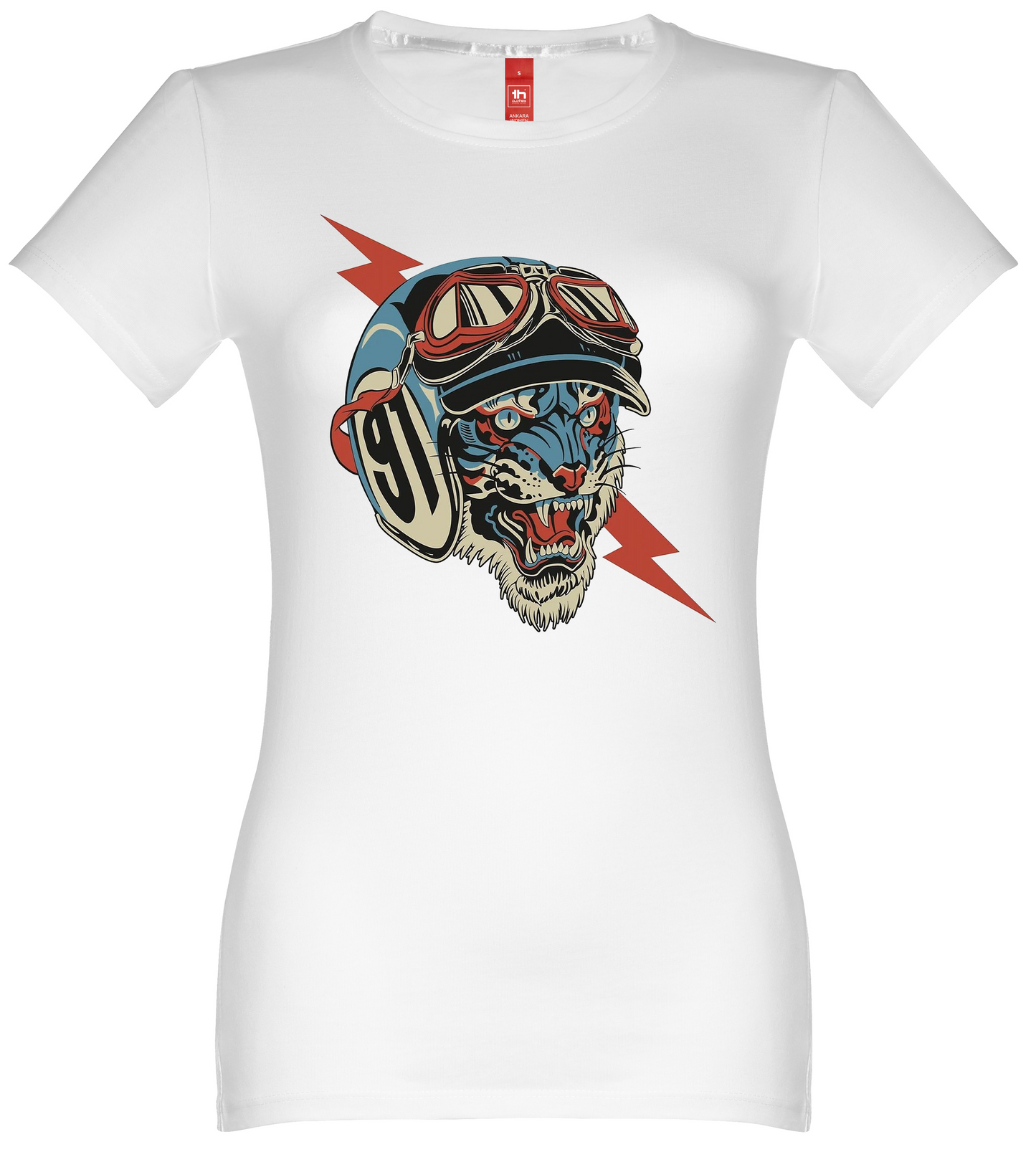 T-shirt manga curta branca.