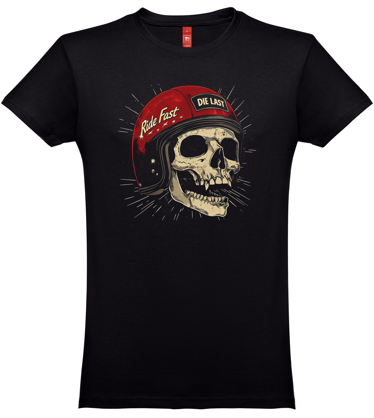 T-shirt manga curta preta.