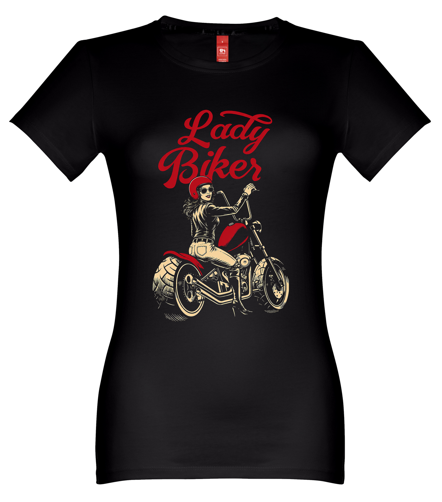 T-shirt manga curta preta.