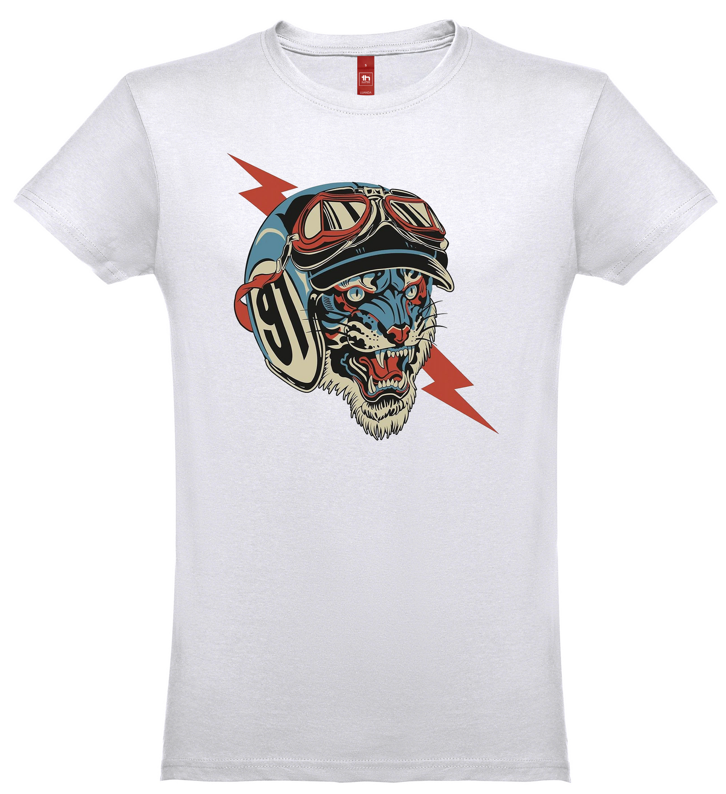 T-shirt manga curta branca.