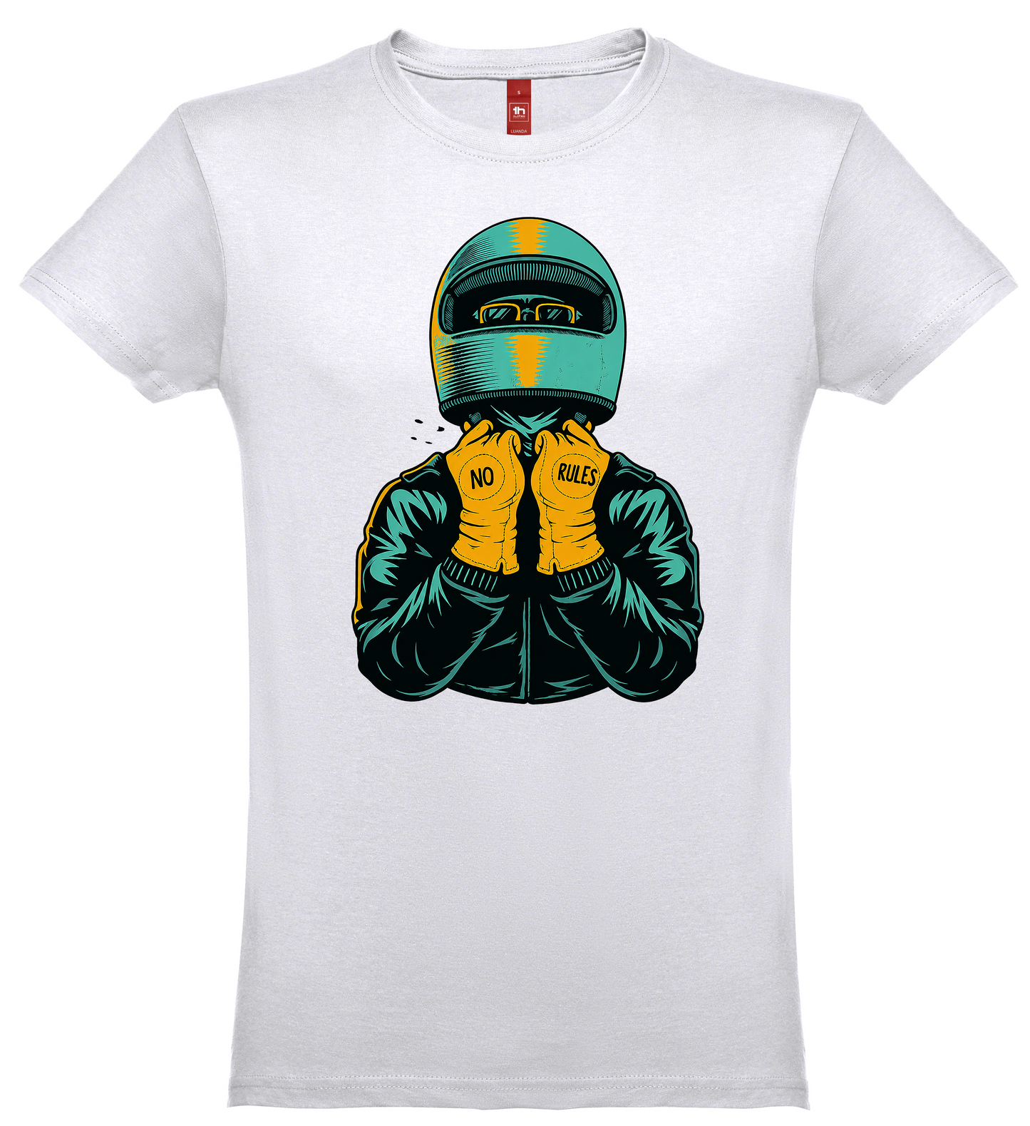 T-shirt manga curta branca.