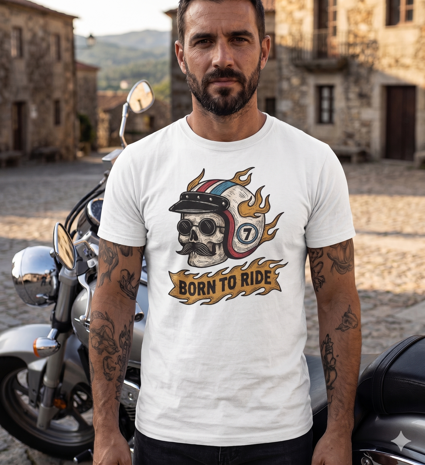 T-shirt manga curta branca.