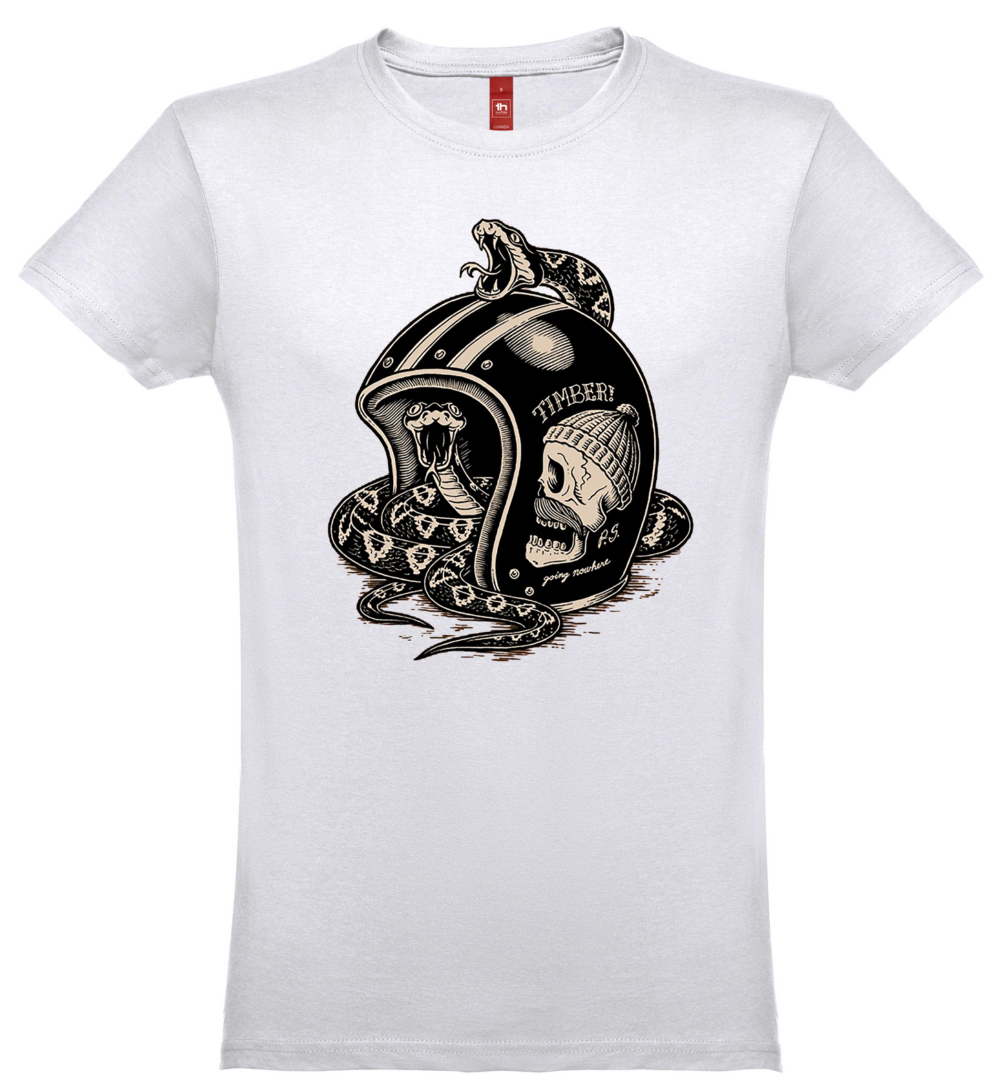 T-shirt manga curta branca.