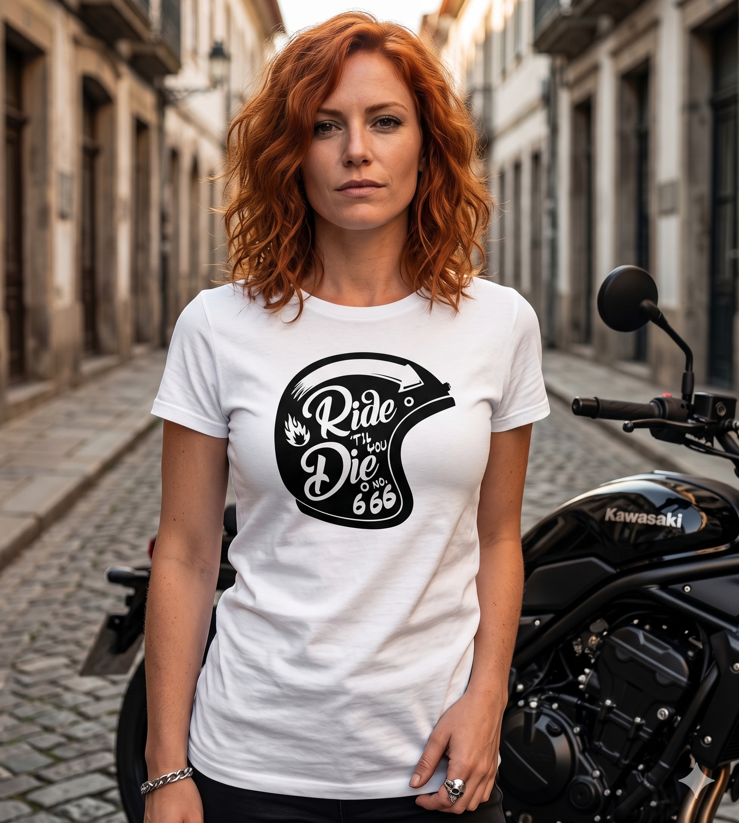 T-shirt manga curta branca.